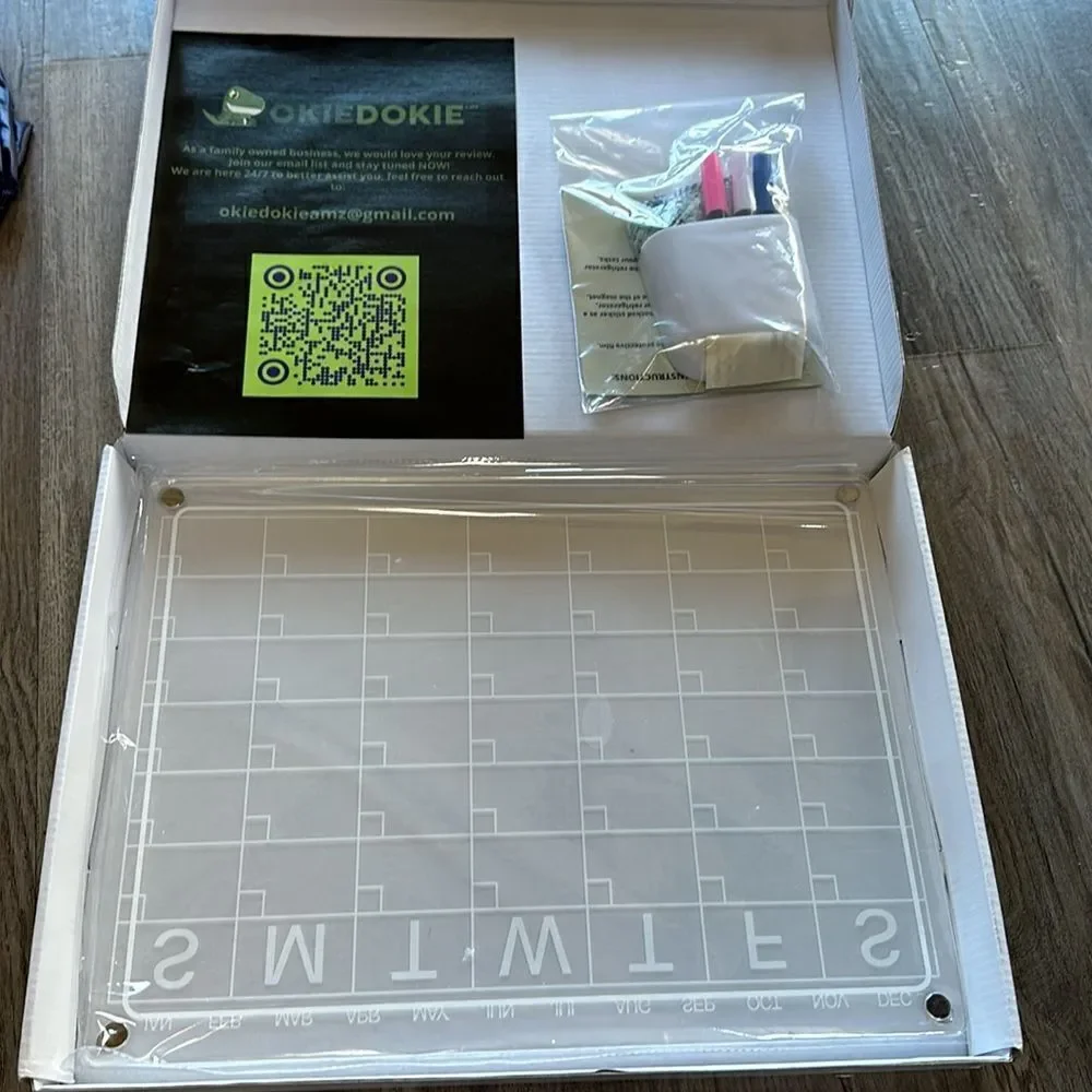 OKIEDOKIEAMZ Magnetic Acrylic Monthly Calendar & Blank Board Set | 16x12